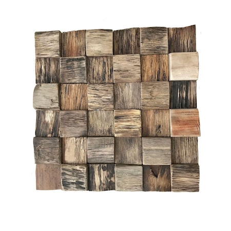 Ekena Millwork Reclaimed Boat Wood Mosaic Wall Tile, Natural Finish, 11 7/8"W x 11 7/8"H x 1/2"P WPW12X12RCMENA